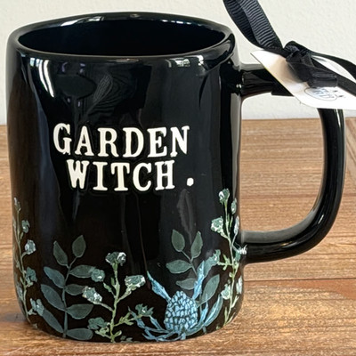Rae Dunn GARDEN WITCH Black Halloween Floral Coffee Mug NWT & New Release