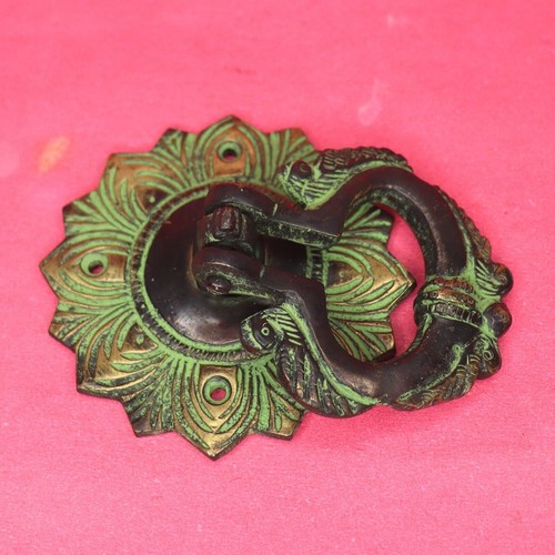 Handcrafted Brass Floral Design Round Shape Door Bell Antique Style Door Knocker - Picture 8 of 15
