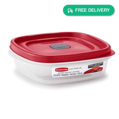Rubbermaid 2030328 Easy Find 3-Cup Food Storage Container Set with Vented Lids,