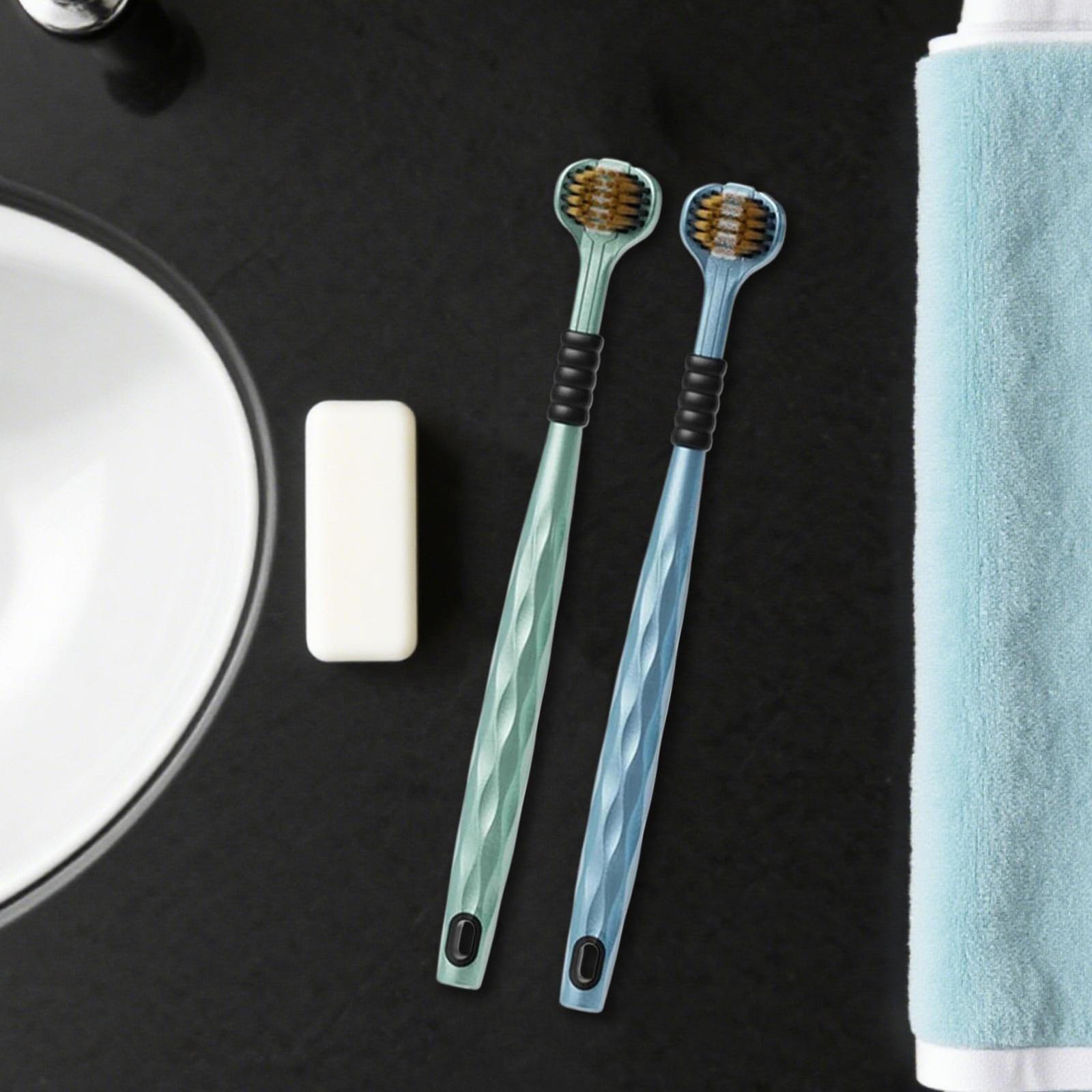 Triple Bristle Toothbrush 360° Teeth Cleaning Toothbrush 2 Pieces Brush