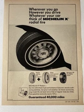 1969 Michelin X  Tire Print Ad Radial Guaranteed 40,000 Miles