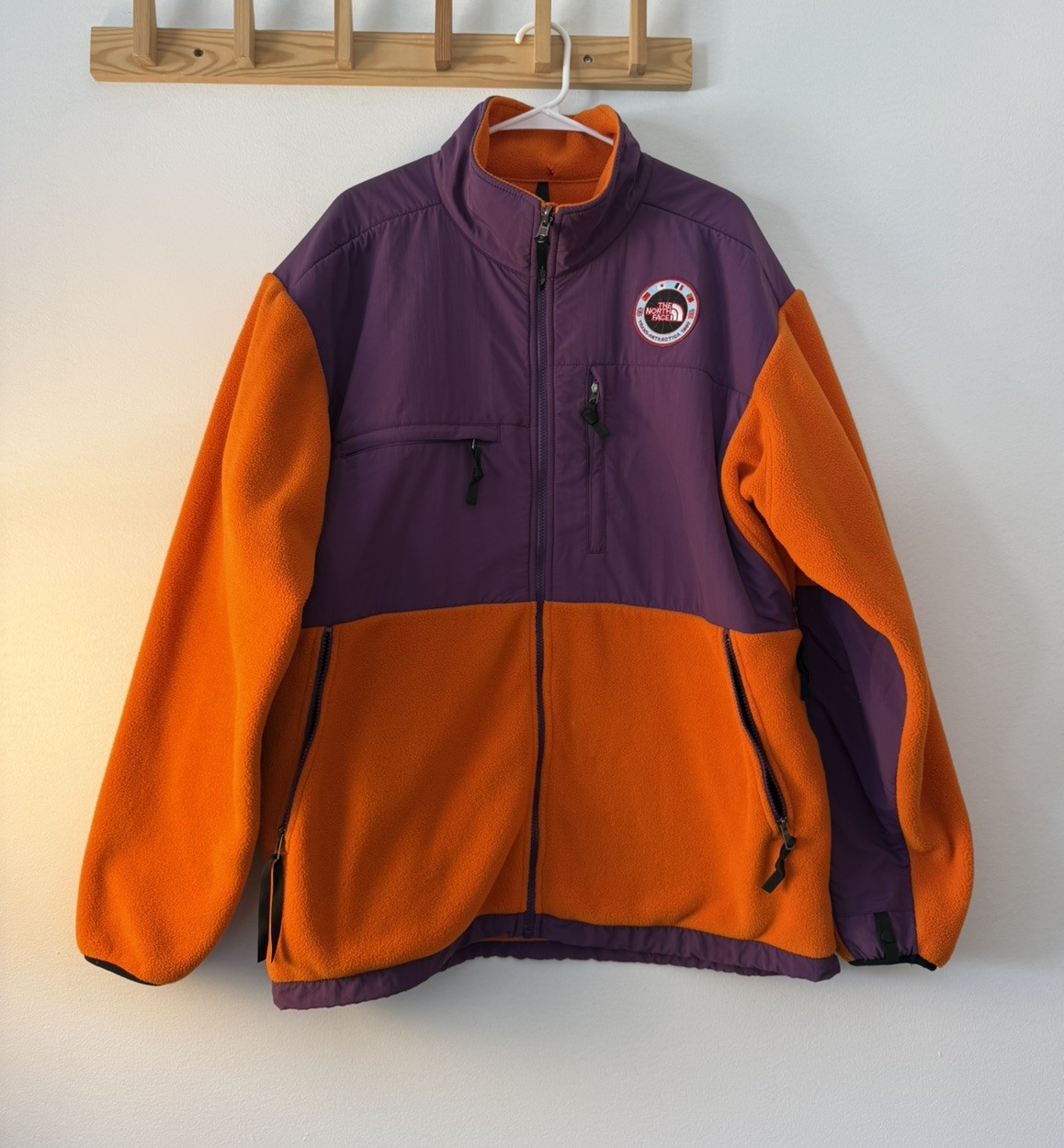 North Face Fleece Pullover Mens XXL Orange Vintage Antarctica 1990 Expedition
