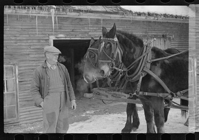 Photo:Woodstock Vermont Hired Man Team Horses Putney Homesteads 1939 1940