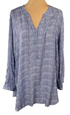 New Grand & Greene Blouse Tunic Top Blue Prin...