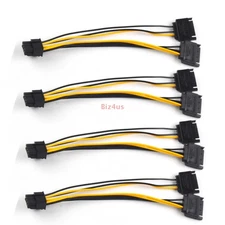 4 PCS Dual 15Pin SATA Male To PCIe 8Pin Male Video Card Power Cable