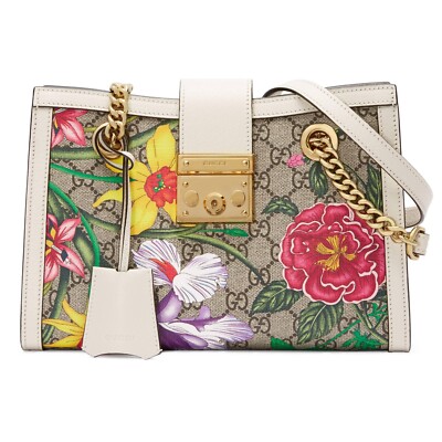 Gucci Padlock Flora small GG Supreme Canvas Shoulder Bag | eBay