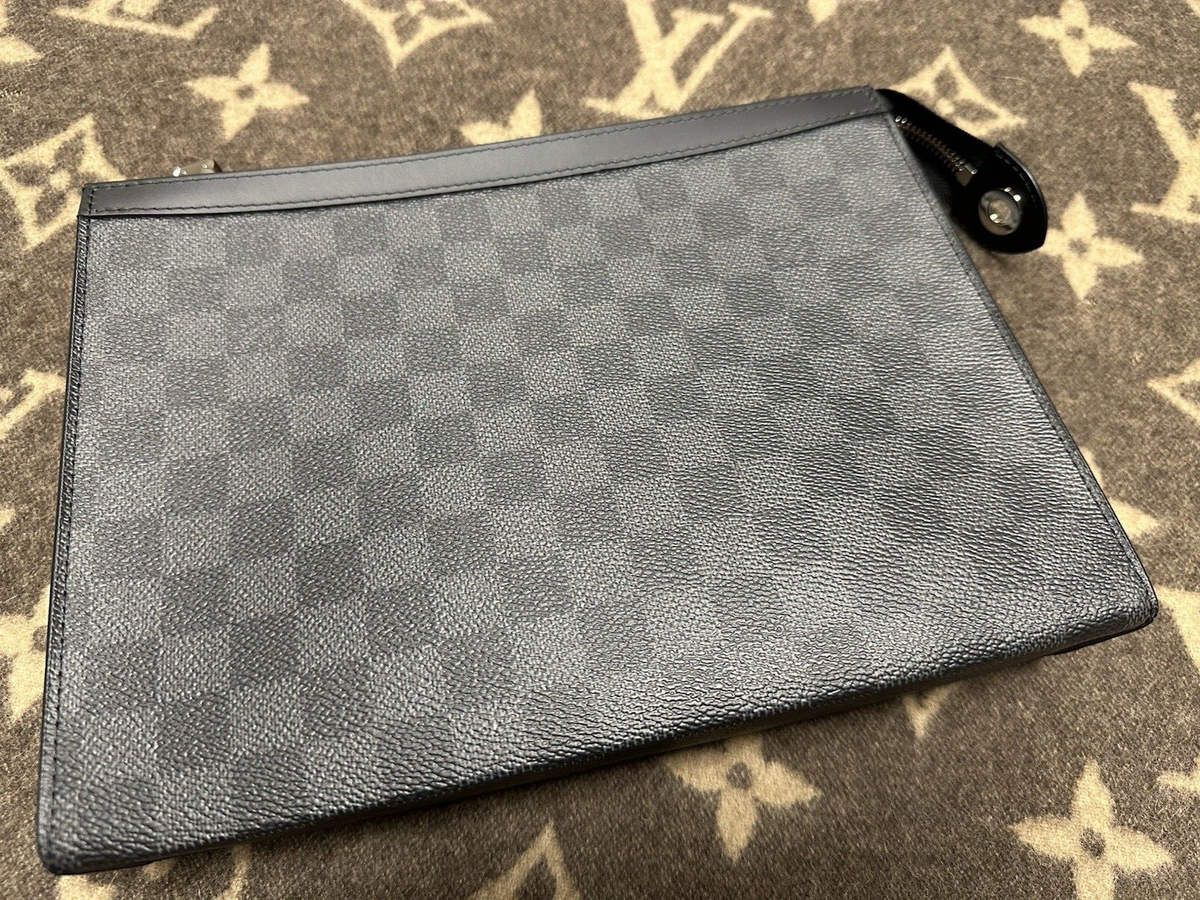 Louis Vuitton Pochette Voyage Pouch MM Black Canvas for sale Louis Vuitton Pochette Voyage Pouch MM Black Canvas for sale