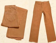 1970s Rust Orange Levis High Waisted Wide Leg Jeans W 31
