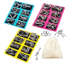 Metal Wire Puzzle Set of 24 with Pouch,Brain Teaser IQ Test Disentanglem ⭐
