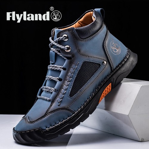 Flyland Herren Mode Vintage Chukka Leder Stiefeletten Handarbeit Schuhe - Bild 2 von 68