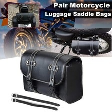 Alforja lateral universal de cuero PU para motocicleta bolsa de herramientas de almacenamiento de equipaje silla de montar