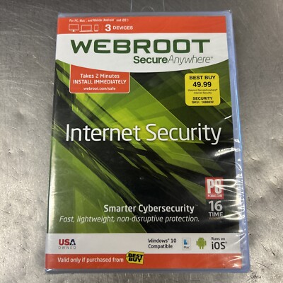 Webroot Secure Anywhere Internet Security NEW SEALED FAST SHIPPING 3 Devices