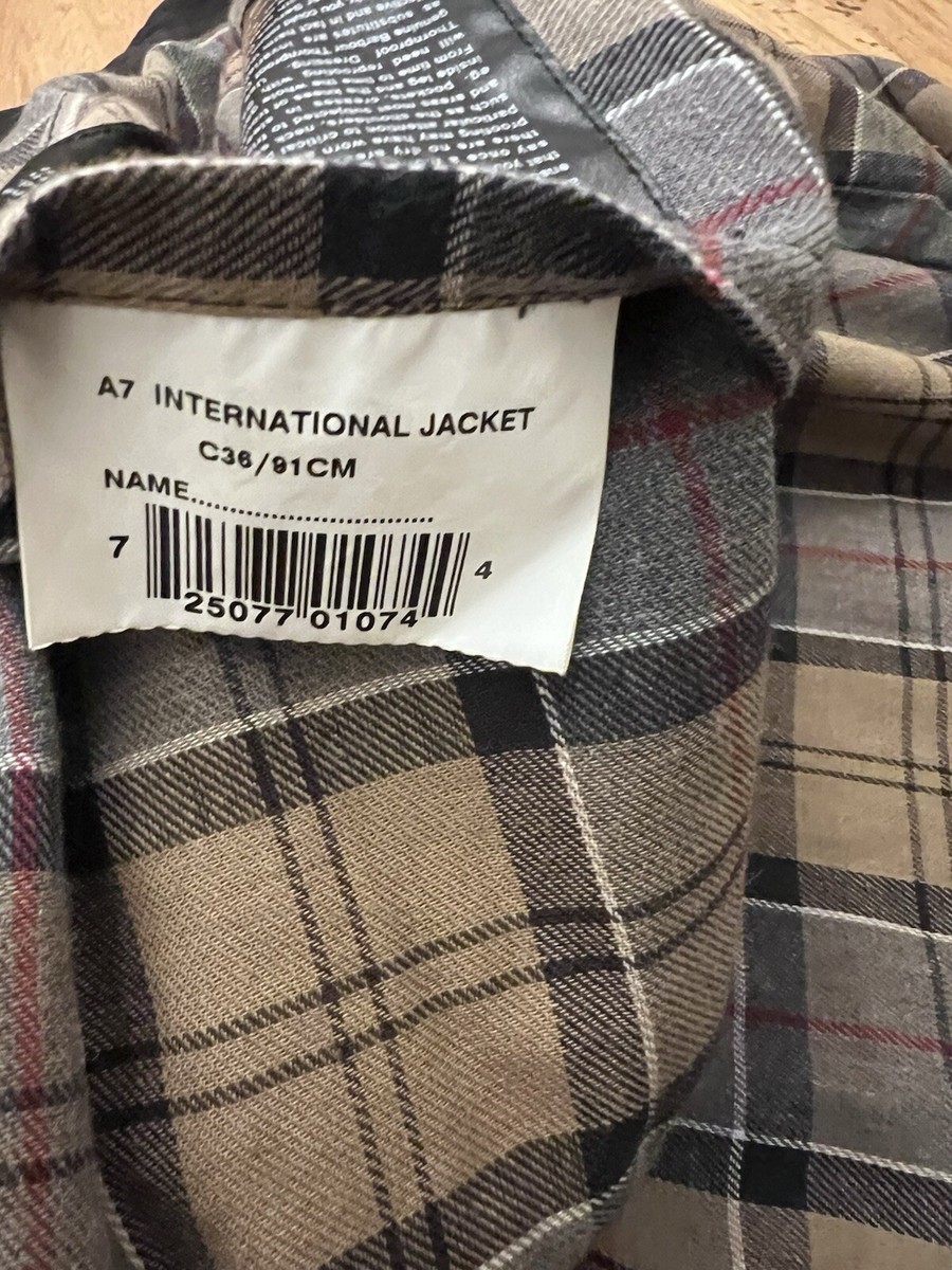 Barbour A7 International C36/91cm Wax Jacket Mens S/M, Black