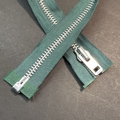 YKK Aluminum￼ Jacket Zipper 23.75 Inch Cotton OPEN END Vintage Pine Green