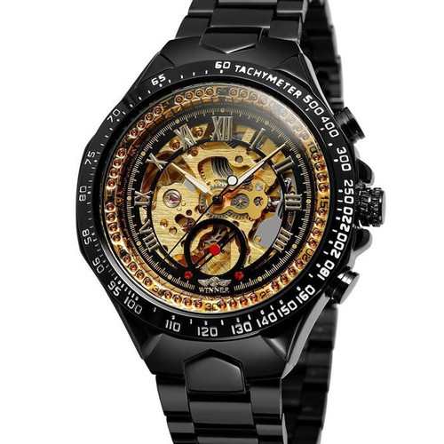 Stainless Steel Watches Men's Watch Luxury Skeleton Mechanical Automatic Gifts - Picture 13 of 36