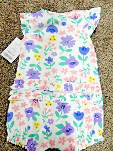 6E Neu mit Etikett {6M oder 18M} Carters Mädchen Blumen Sonnenanzug Strampler Shorts Outfit - Bild 2 von 2