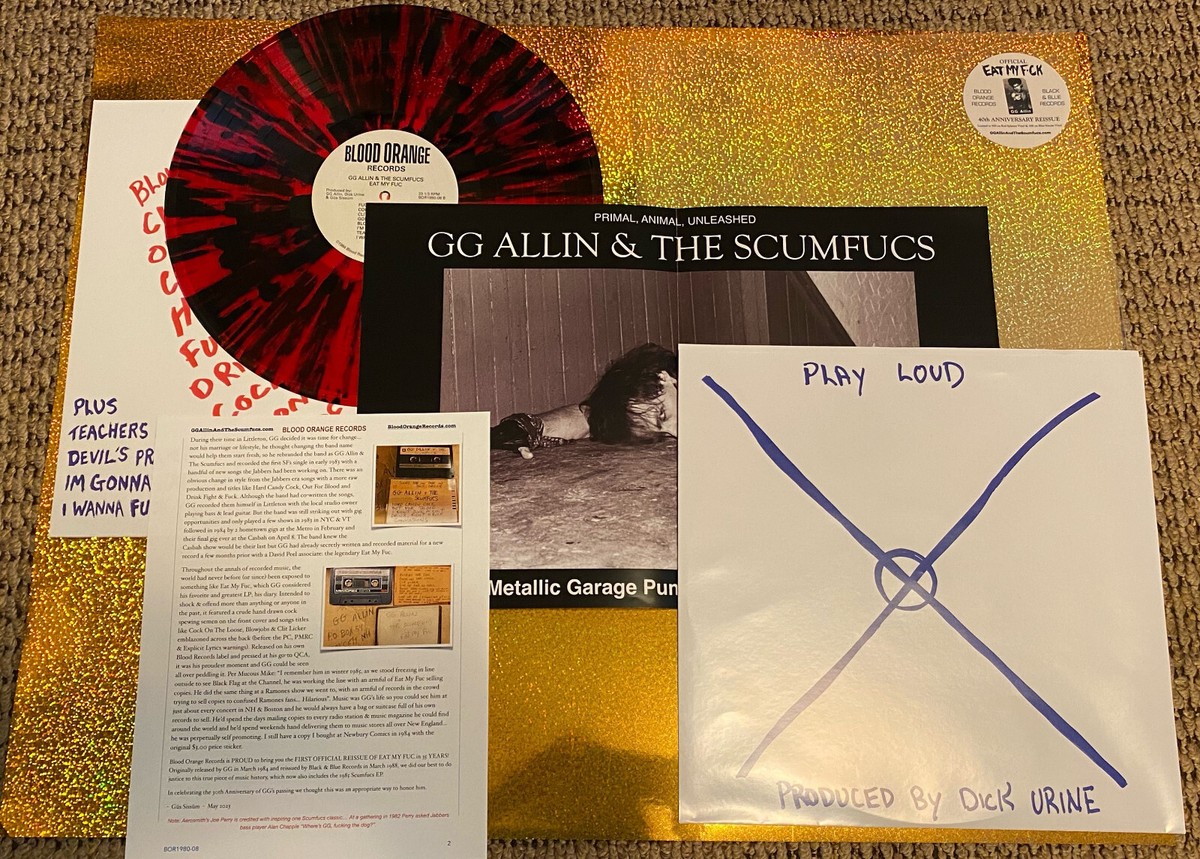 GG ALLIN + The Scumfucs Eat My Fuc LP RED SPLATTER * OFFICIAL