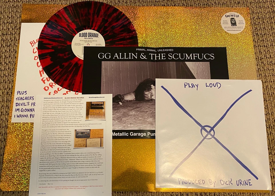 GG ALLIN + The Scumfucs Eat My Fuc LP RED SPLATTER * OFFICIAL Reissue * Foto 2 de 2