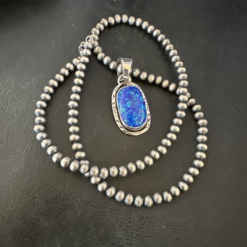 Mens Womens Blue Fire Opal Navajo Sterling Silver Pendant 16483 - 第 10/12 張圖片
