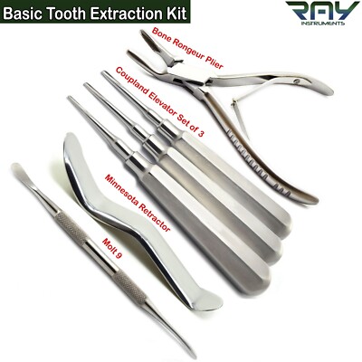 Basic Tooth Extraction Kit Dental Luxation Elevators Coupland Surgical Retractor
