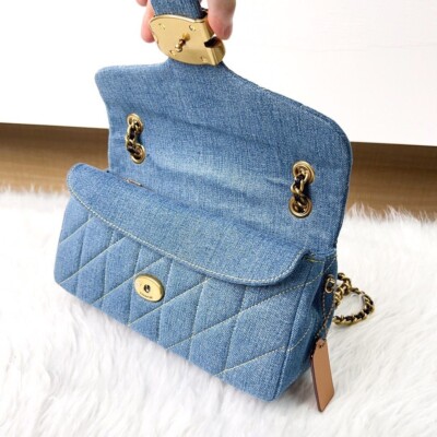 COACH Tabby 26 Quilted Denim Shoulder Bag Indigo Blue CR704