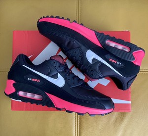 🔥BNWB Authentic Nike Air Max 90 Essential Trainer Black White Pink UK Size  9.5 | eBay