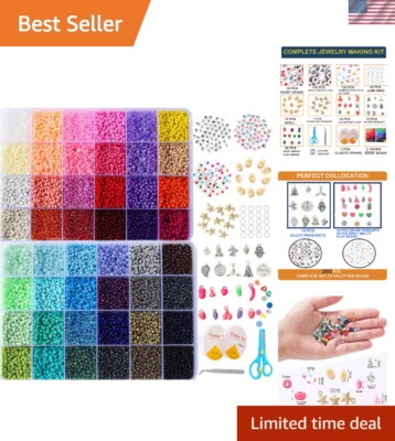 Ultimate Jewelry Making Set with 8800+ Seed Beads & Charms for Girls Ages 8-12