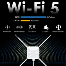 WAVLINK AC1200 Dual Band Outdoor WiFi Extender Access Point PoE Waterproof Mesh