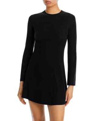 #ad Aqua L15605 Womens Black Cashmere Contour Ribbed Cashmere Mini Dress Size XL $138.60