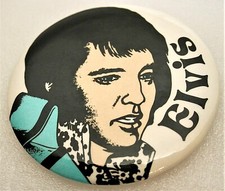 Vintage Elvis Large Elvis Art Illustration Drawing Fan Pin Button 1980s New NOS 