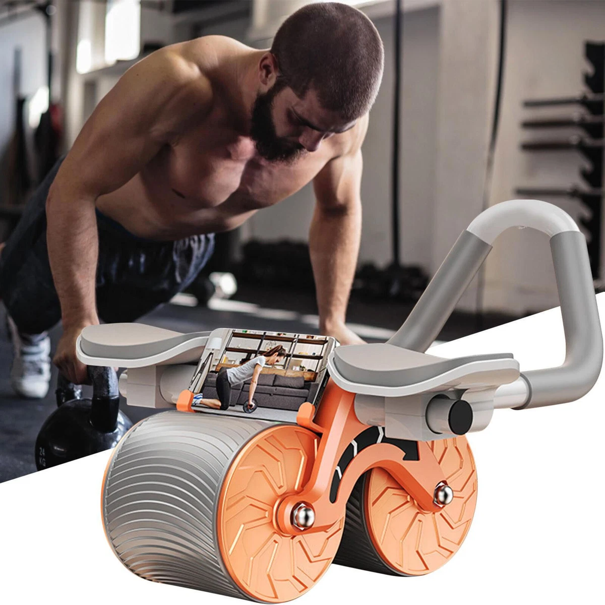 Ab Roller Wheel Core Strength Training Automatic Spring Back Elbow