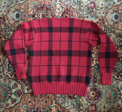 Vtg 80s 90s Ralph Lauren Polo Country Wool Hand Knit Red
