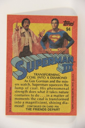 Superman 3 Topps 1983 Card #94 Transforming Coal Into A Diamond ENG L019159 - Picture 2 of 2