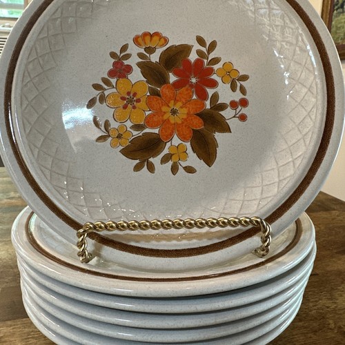 Lot Of 7 Vintage Corsage 518 Color Stone By Nikko Japan 7.5" Round Plate Floral - Picture 3 of 4