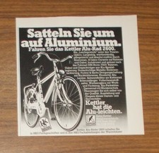 Seltene Werbung KETTLER ALU-RAD 2600 - Satteln Sie um auf Aluminium 1979