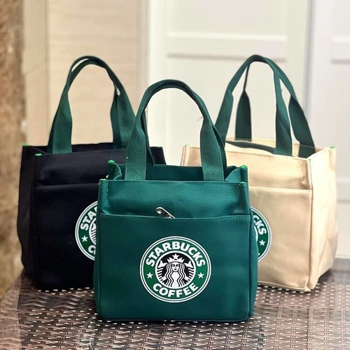 2024 Neu Starbucks* Canvas Beuteltasche Praktische Brotzeittasche Umweltfreundlich Tragetasche Einkaufstaschen - Bild 4 von 23