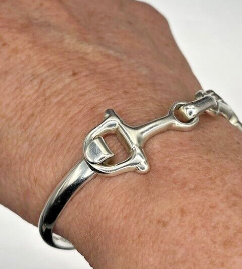 Sterling Silver Snaffle bit Equestrian hinged bra… - image 2