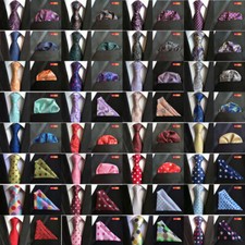 Men High Grade Necktie Paisley Polka Dots Tie Handkerchief Pocket Square Set