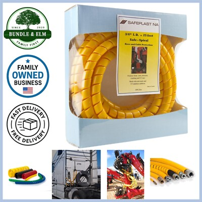 #ad #ad Spiral Wrap Hose Protector Yellow HD PE 1 Inch OD 25 Foot Pre Cut for Hydraulic $54.62