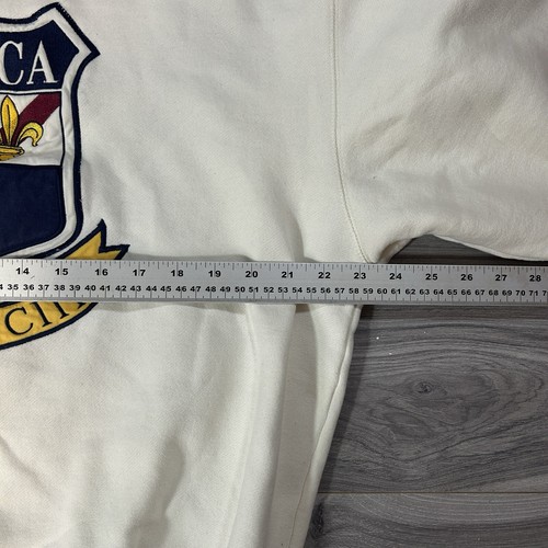 Vintage 90s Nautica Crest Logo Crewneck Sweater White Cream Preppy Men's Size M - Picture 9 of 12
