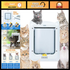 4-Way Locking Cat Door  Dog Door for Window, Magnetic Pet Flap, Weatherproof, T
