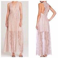 Alice & Olivia Julissa Blush Pink Floral Lace Sheer Maxi Dress 2 Wedding Guest