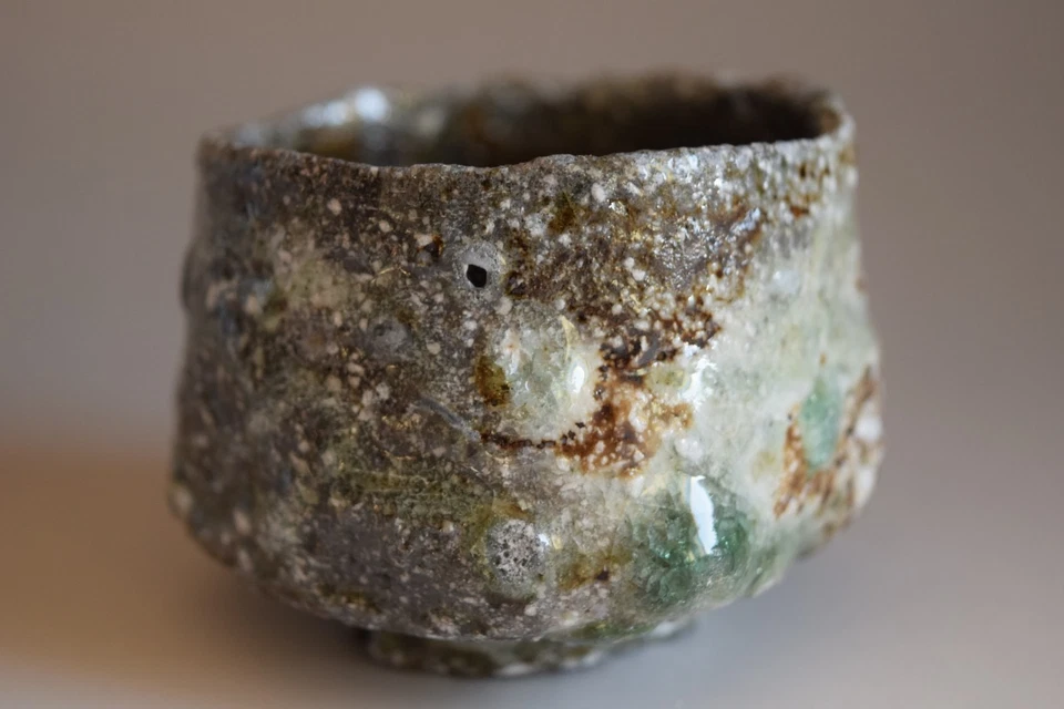 Taza de sake Shigaraki-ware "Hiki-Dashi" con "joyería de horno" de Katsunori SAWA R29 Foto 4 de 4