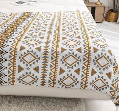 Southwestern Geometric Throw Blanket 60  x 44  Soft Knit Sofa Decor Boho Style