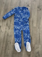 Carter's Boys Bear Graphic Print Fleece Footed Zip One Piece Pajamas 7/7A