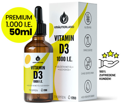 KRÄUTERLAND Vitamin D3 1000 I.E. 50ml Tropfen vegetarisch und hochdosiert