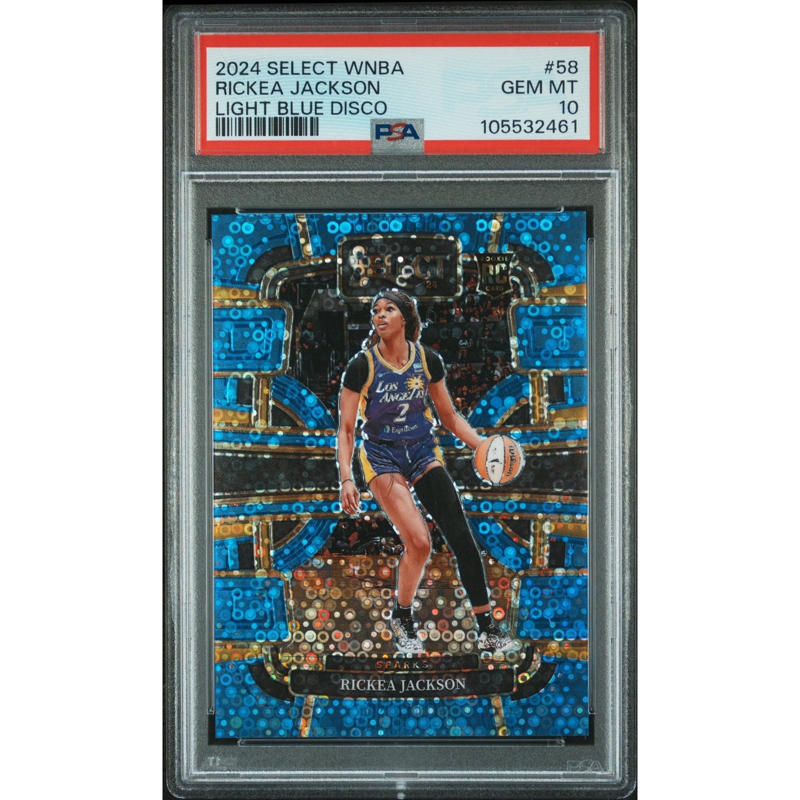 2024 Panini Select WNBA #58 Rickea Jackson Prizms Light Blue Disco PSA 10 #/125