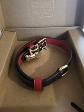 COACH DOG COLLAR RARE COATED CANVAS  BRWN/BLCK/APPLE RED SMALL - FREE SHIPPING!!