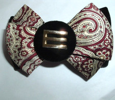 SATIN PAISLEY VELVET BOW MADE IN FRANCE 4" HAIR BARRETTE