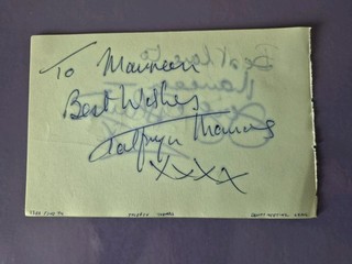 TALFRYN THOMAS . ORIGINAL AUTOGRAPH. DR WHO. DADS ARMY